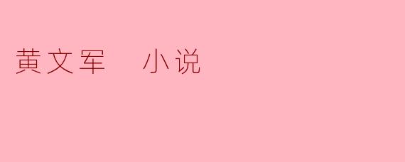 黄文军 小说